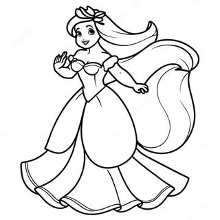 Ariel In A Beautiful Dress Coloring Page 55103-44398