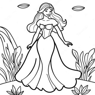 Ariel In A Beautiful Dress Coloring Page 55103-44399