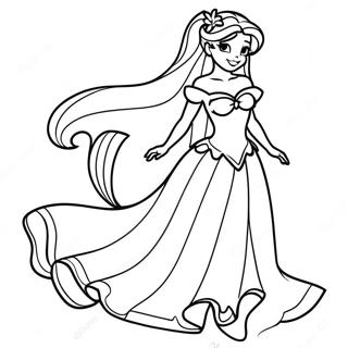 Ariel In A Beautiful Dress Coloring Page 55103-44400