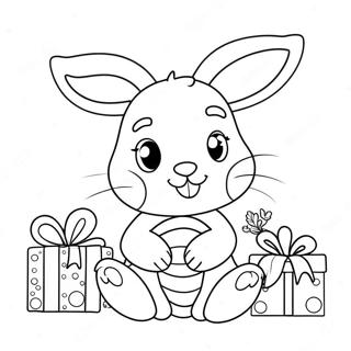 Cute Christmas Bunny With Presents Coloring Page 55113-44406