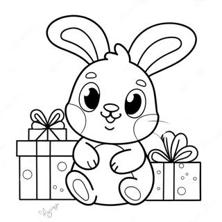 Cute Christmas Bunny With Presents Coloring Page 55113-44407