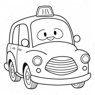 Cute Taxi With Smiling Driver Coloring Page 55163-44441