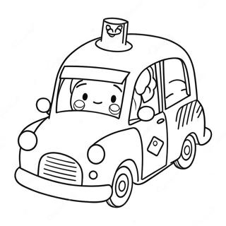 Cute Taxi With Smiling Driver Coloring Page 55163-44442