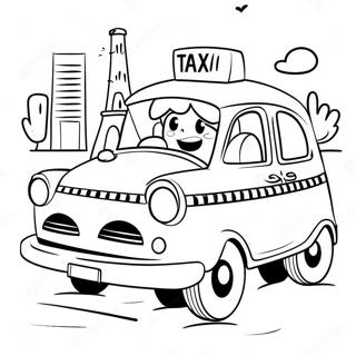 Cute Taxi With Smiling Driver Coloring Page 55163-44443