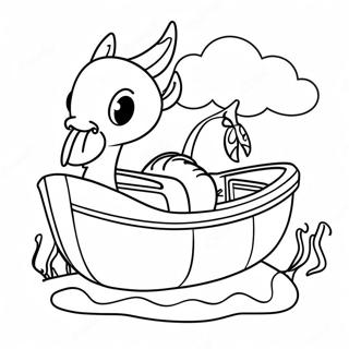 Cartoon Crawfish In A Boat Coloring Page 55173-44453