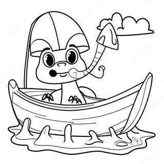 Cartoon Crawfish In A Boat Coloring Page 55173-44454