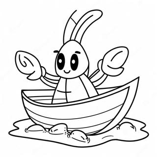 Cartoon Crawfish In A Boat Coloring Page 55173-44455