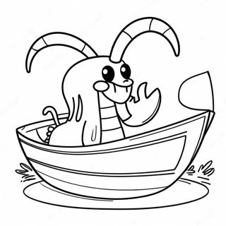 Cartoon Crawfish In A Boat Coloring Page 55173-44456