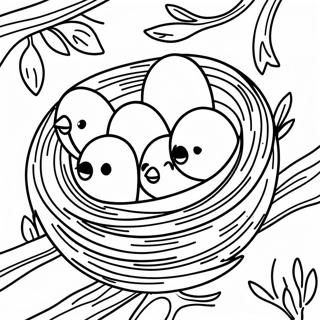 Colorful Spring Bird Nesting Coloring Page 55203-44477