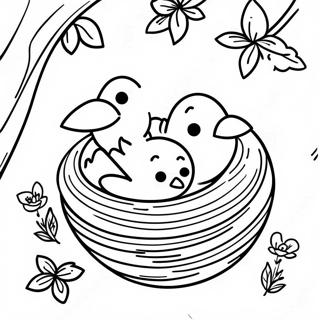 Colorful Spring Bird Nesting Coloring Page 55203-44478