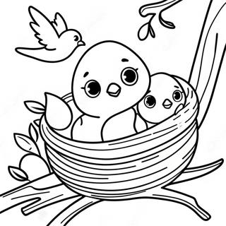 Colorful Spring Bird Nesting Coloring Page 55203-44480