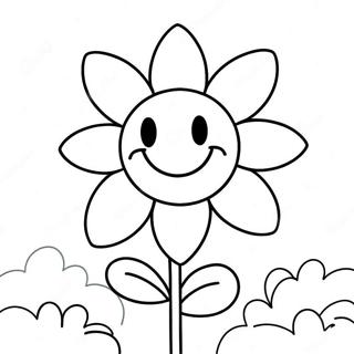 Happy Smiley Face Flower Coloring Page 55293-44549