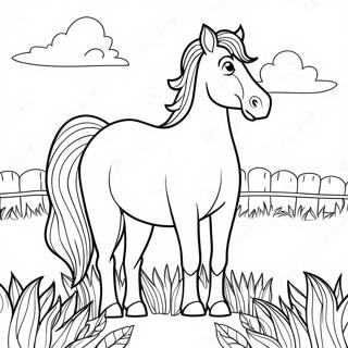 Majestic Draft Horse In A Field Coloring Page 55313-44566