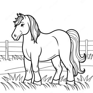 Majestic Draft Horse In A Field Coloring Page 55313-44567