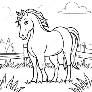 Majestic Draft Horse In A Field Coloring Page 55313-44568