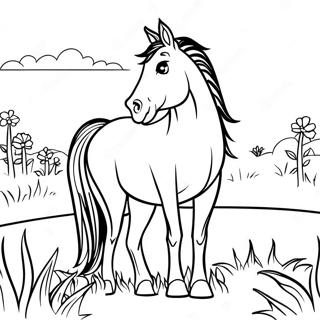 Clydesdale Horse Grazing In A Meadow Coloring Page 55332-44579