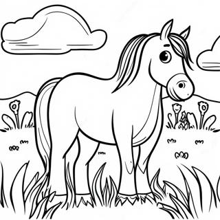 Clydesdale Horse Grazing In A Meadow Coloring Page 55332-44580