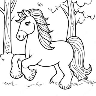 Majestic Clydesdale Horse In Full Gallop Coloring Page 55333-44584