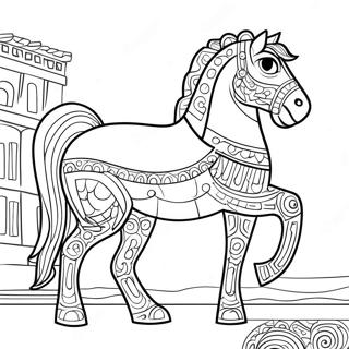 Ancient Greek Trojan Horse Coloring Page 55343-44591