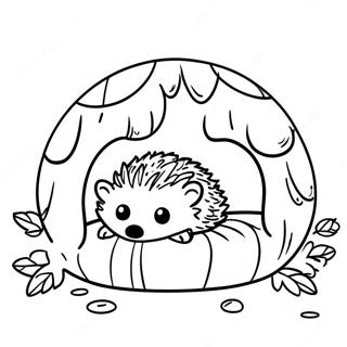 Cozy Hibernating Hedgehogs Coloring Page 5542-4591