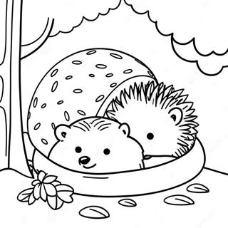 Cozy Hibernating Hedgehogs Coloring Page 5542-4592