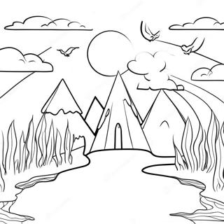 Dreamcore Surreal Landscape Coloring Page 55512-44723