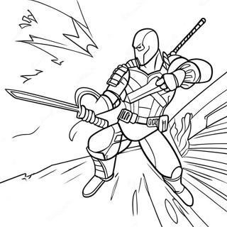 Epic Deathstroke Battle Scene Coloring Page 55523-44738