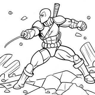 Epic Deathstroke Battle Scene Coloring Page 55523-44739