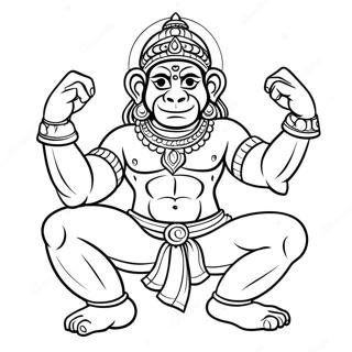 Hanuman In A Majestic Pose Coloring Page 55573-44773