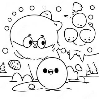 Cute Snowball Fight Coloring Page 55593-44793