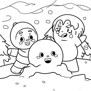 Cute Snowball Fight Coloring Page 55593-44794