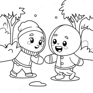 Cute Snowball Fight Coloring Page 55593-44796