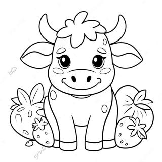 Cute Strawberry Cow Coloring Page 5561-4599