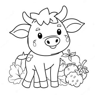 Cute Strawberry Cow Coloring Page 5561-4600