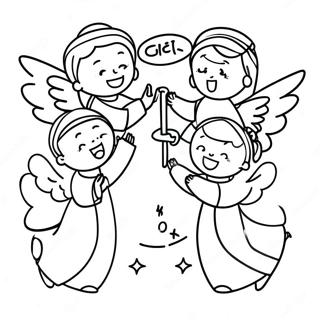 Joyful Angels Singing Coloring Page 55623-44813