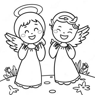 Joyful Angels Singing Coloring Page 55623-44815