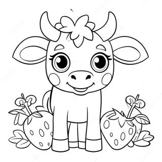 Adorable Strawberry Cow With Big Eyes Coloring Page 5562-4601