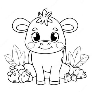 Adorable Strawberry Cow With Big Eyes Coloring Page 5562-4602