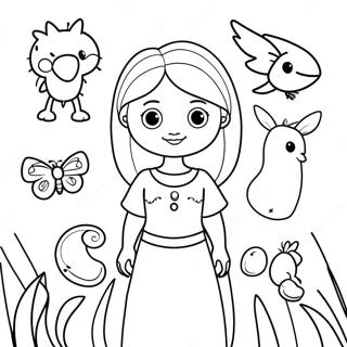 Isabella With Magical Creatures Coloring Page 55633-50309