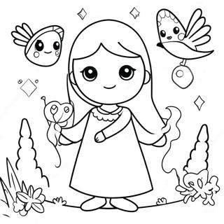 Isabella With Magical Creatures Coloring Page 55633-50311