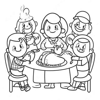 Cheerful Friendsgiving Table Coloring Page 55663-44841