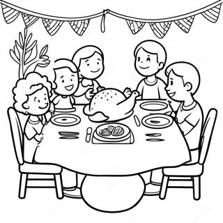 Cheerful Friendsgiving Table Coloring Page 55663-44842