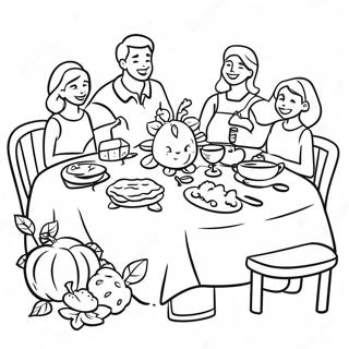 Cheerful Friendsgiving Table Coloring Page 55663-44844