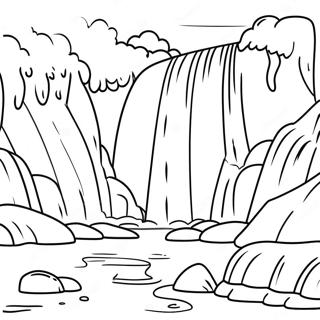 Majestic Waterfall With Rainbow Coloring Page 55693-44879