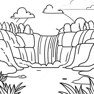 Majestic Waterfall With Rainbow Coloring Page 55693-44880