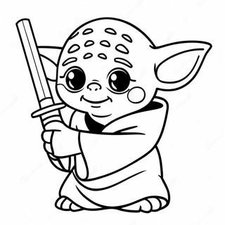 Cute Yoda With Lightsaber Coloring Page 55703-44869