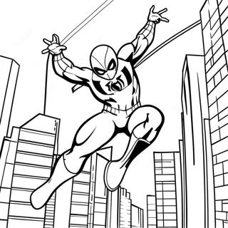 Scarlet Spider Swinging Through City Coloring Page 55723-44895