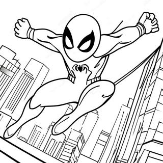 Scarlet Spider Swinging Through City Coloring Page 55723-44896