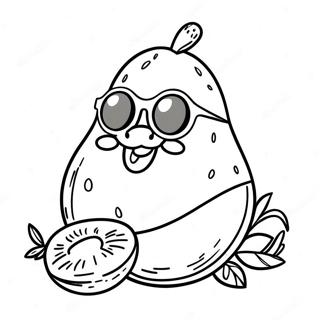 Happy Avocado With Sunglasses Coloring Page 5572-4617