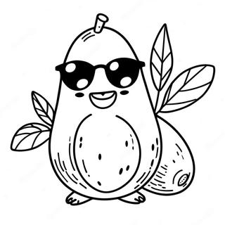 Happy Avocado With Sunglasses Coloring Page 5572-4618